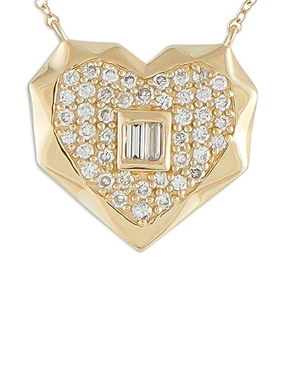 14k Yellow Gold Diamond Heart-Pendant Necklace