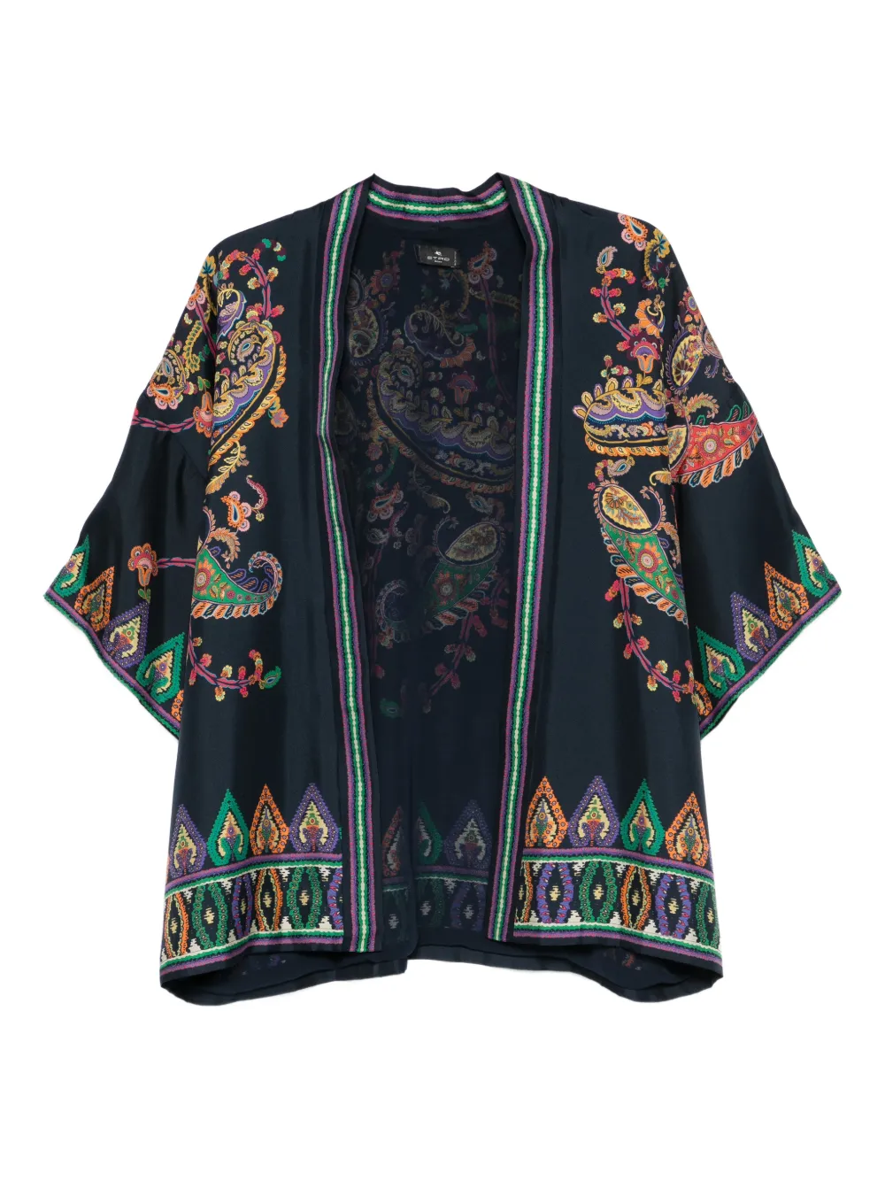 ETRO paisley trim jacket - Blu