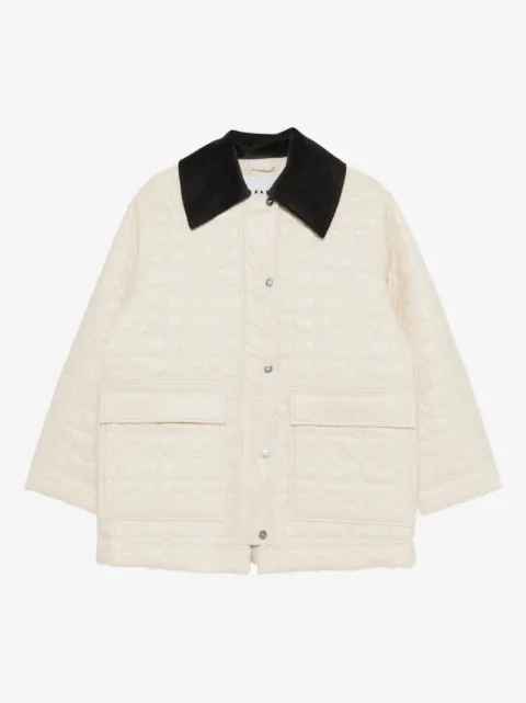 GANNI shiny quilt midi jacket