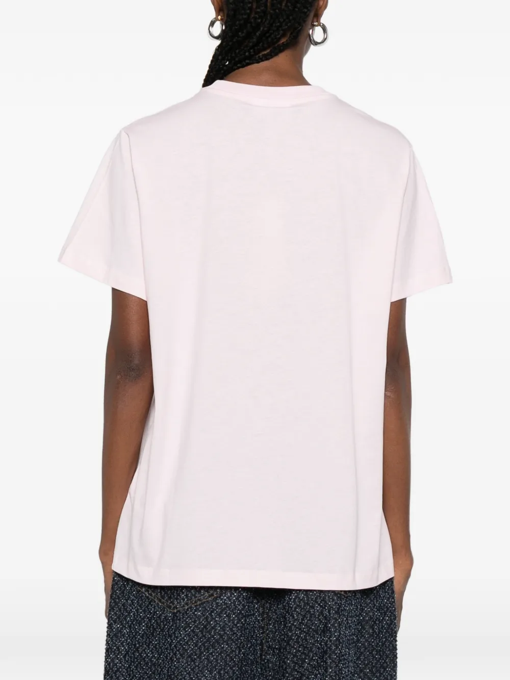 GANNI Teddy katoenen jersey T-shirt Roze