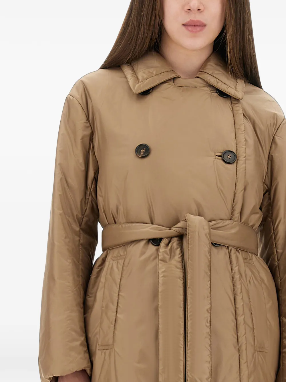'S Max Mara Calla double-breasted belted puffer jacket Beige