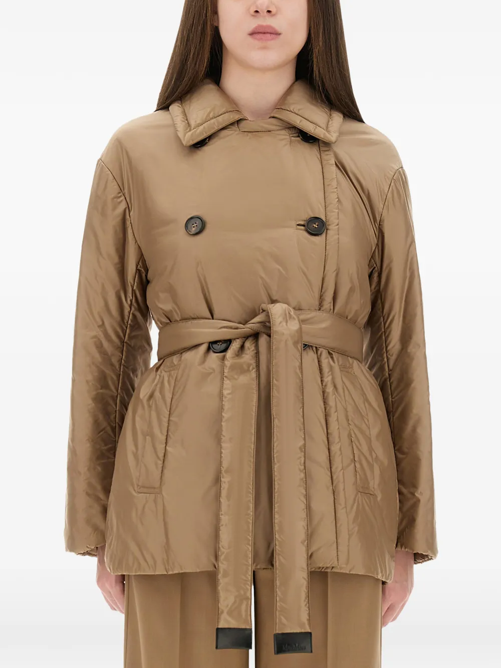 'S Max Mara Calla double-breasted belted puffer jacket Beige