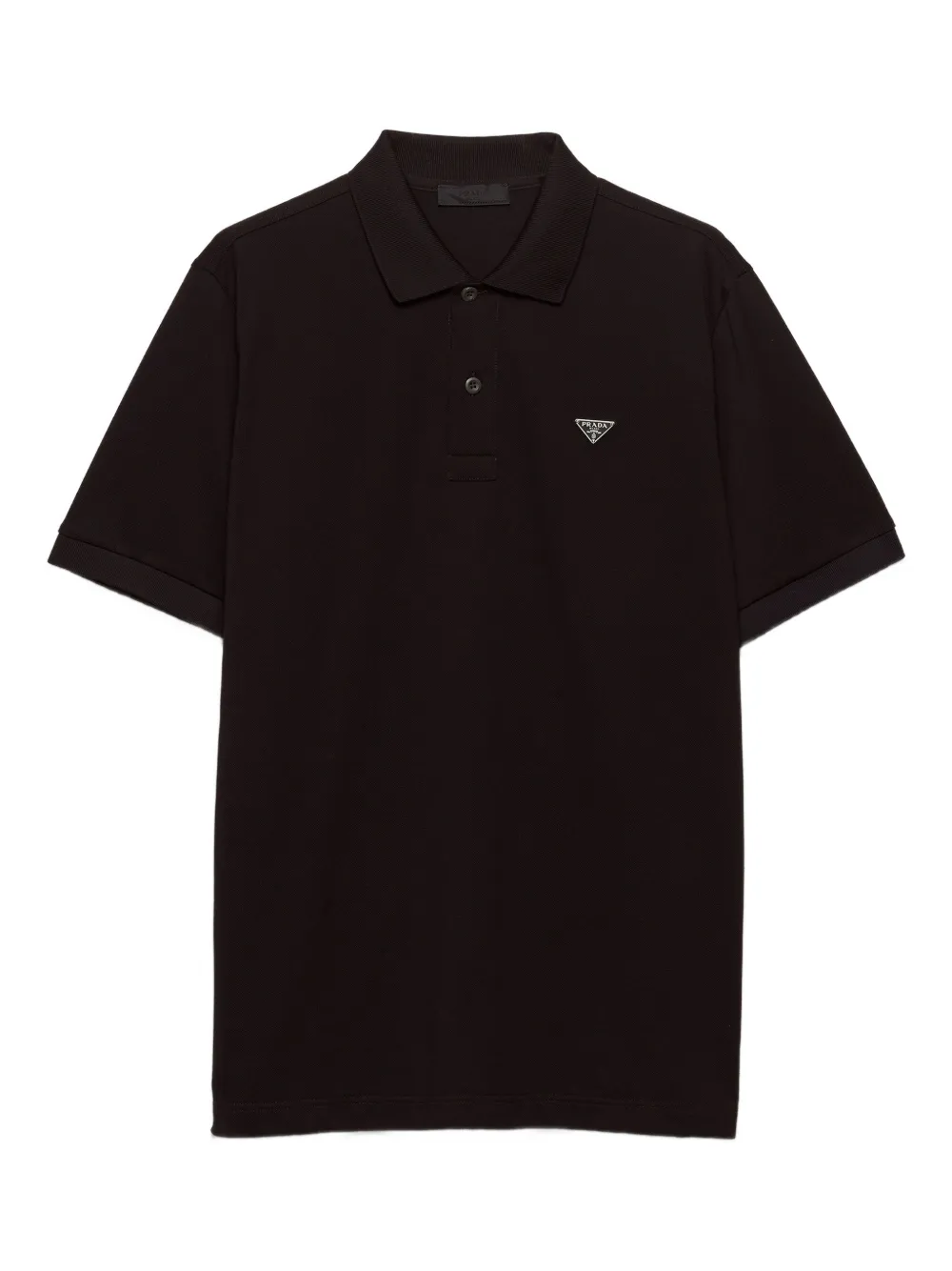 Prada Geripptes Poloshirt mit Triangel-Logo - Schwarz