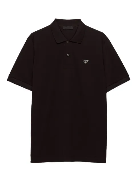 Prada Geripptes Poloshirt mit Triangel-Logo