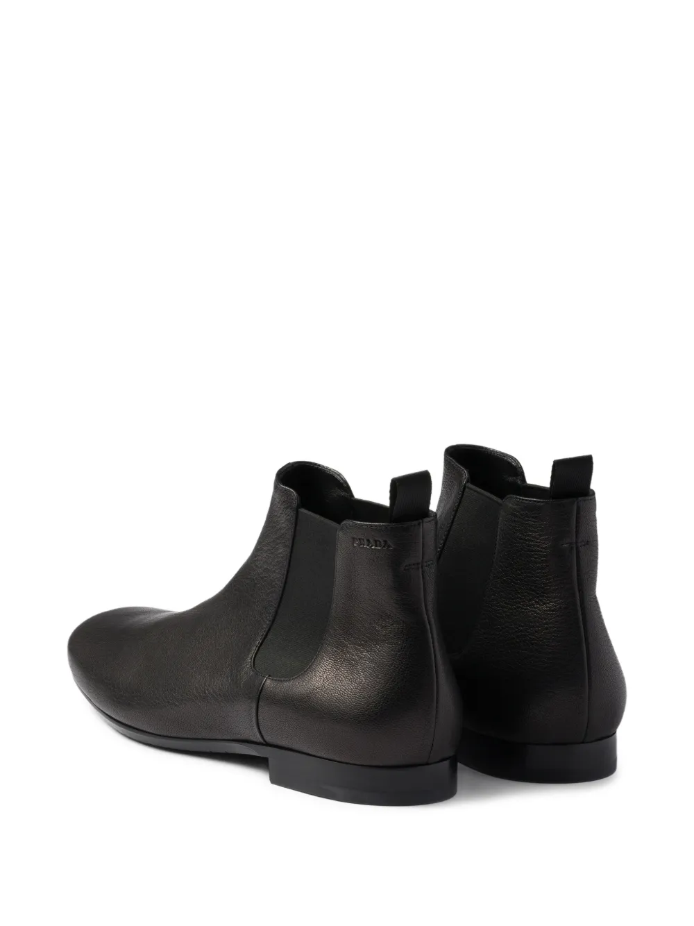Prada Leren Chelsea laarzen met ronde neus Zwart