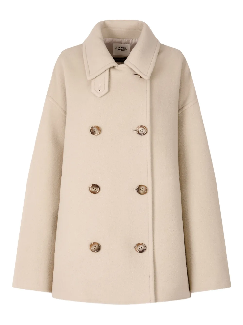 Studio Tomboy Double-breasted Peacoat In Neutral