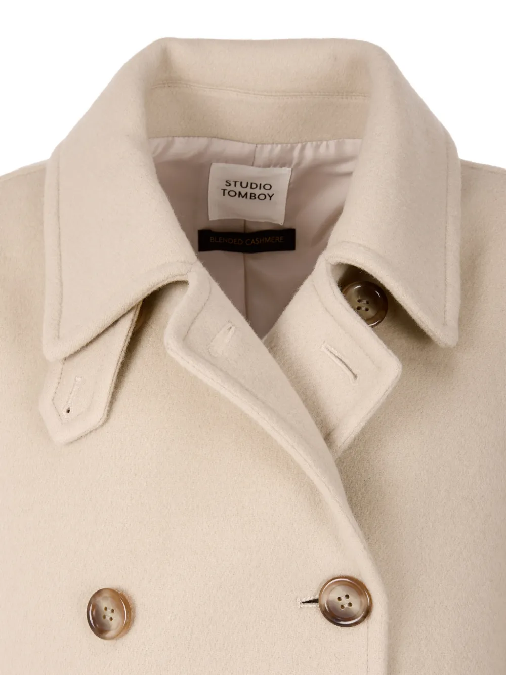 Studio Tomboy Double-breasted Peacoat In Neutral