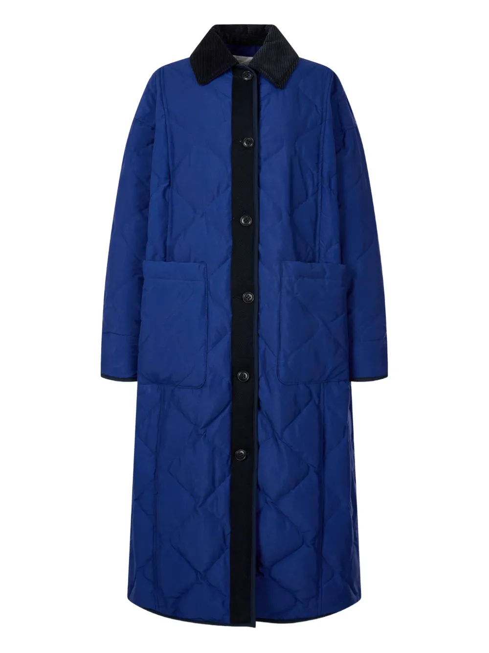 STUDIO TOMBOY corduroy-collar quilted coat - Blu