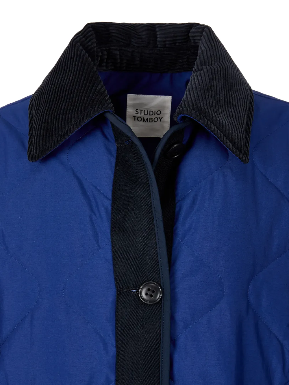 TOMBOY Gewatteerde jas met ribfluwelen kraag Blauw