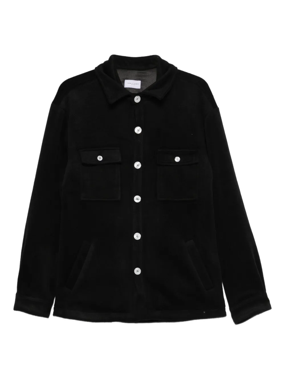 Family First button-up overshirt | Black | Image 1