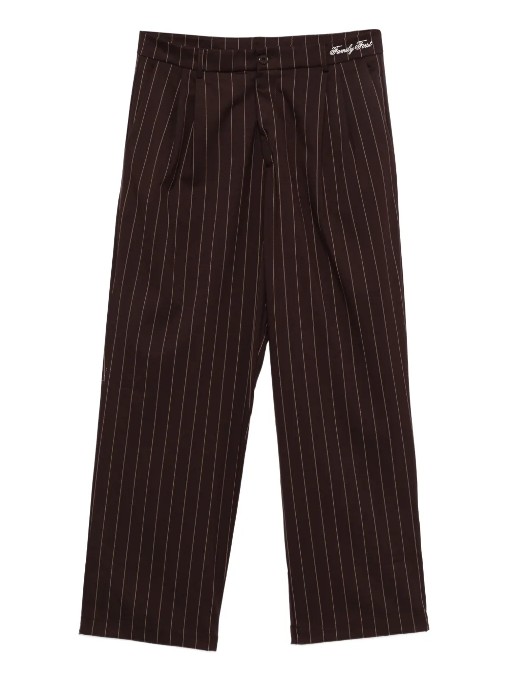 Family First pinstripe-pattern trousers | Brown | Image 1