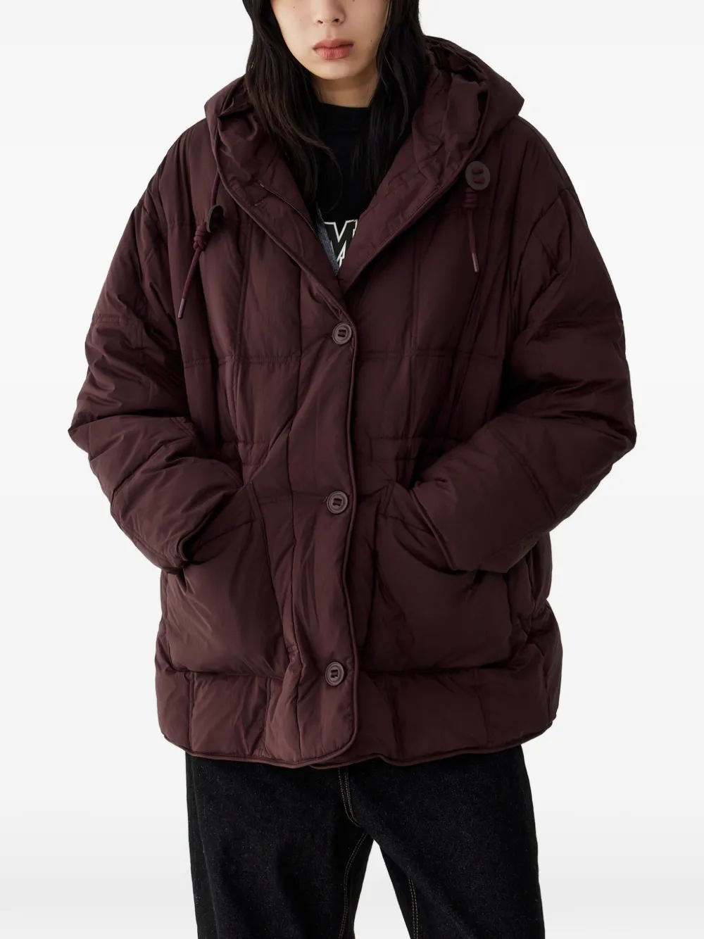  Tomboy Piping-detail Puffer Jacket - Red 