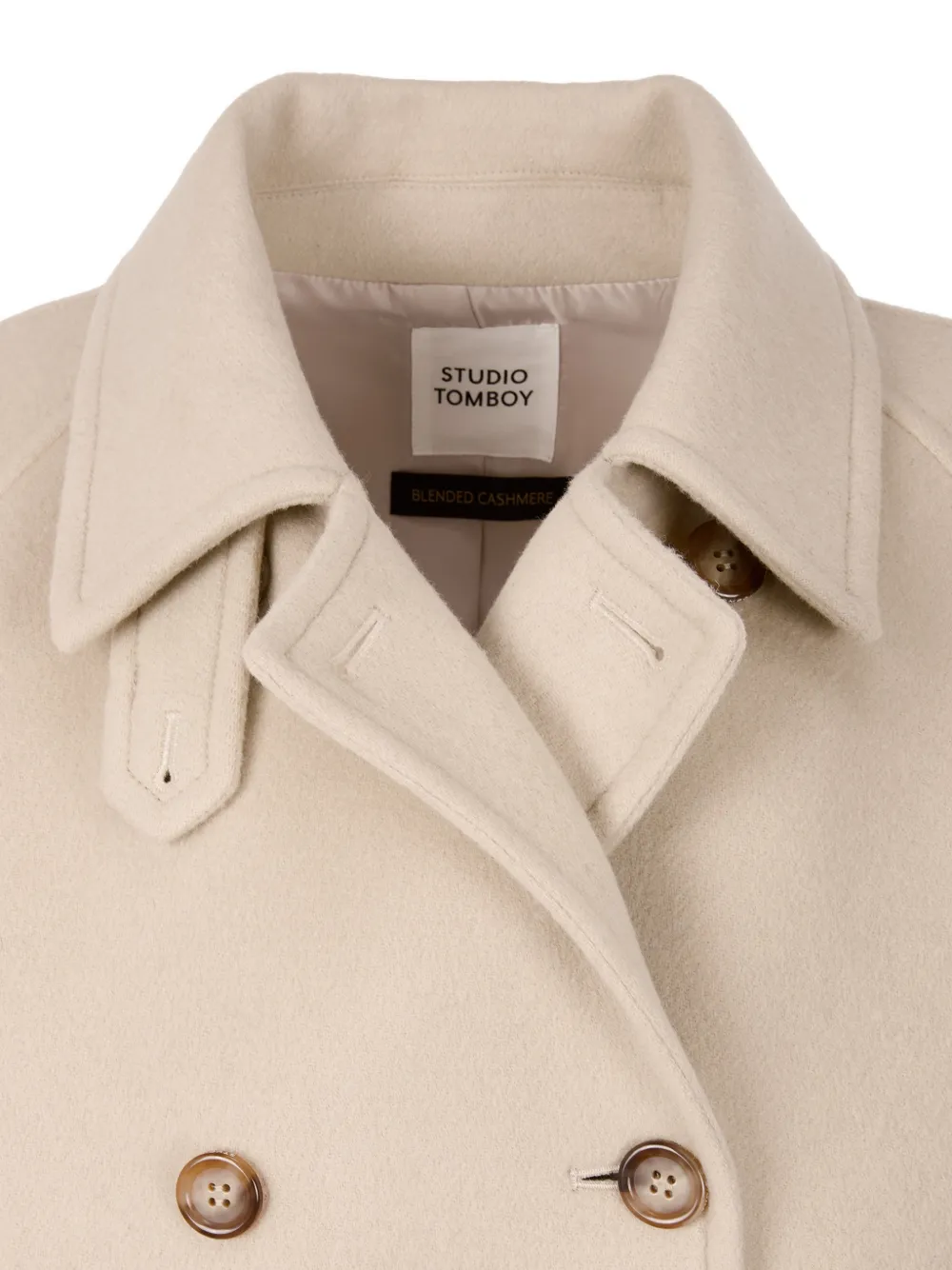  Tomboy Balmacaan Double-breasted Button-up Coat - Neutrals 