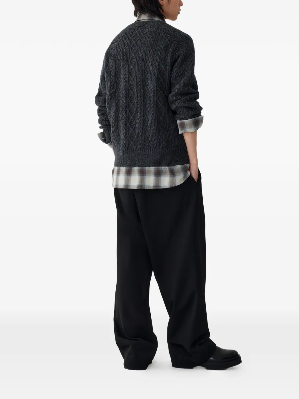 STUDIO TOMBOY cable knit round neck sweater - Grijs