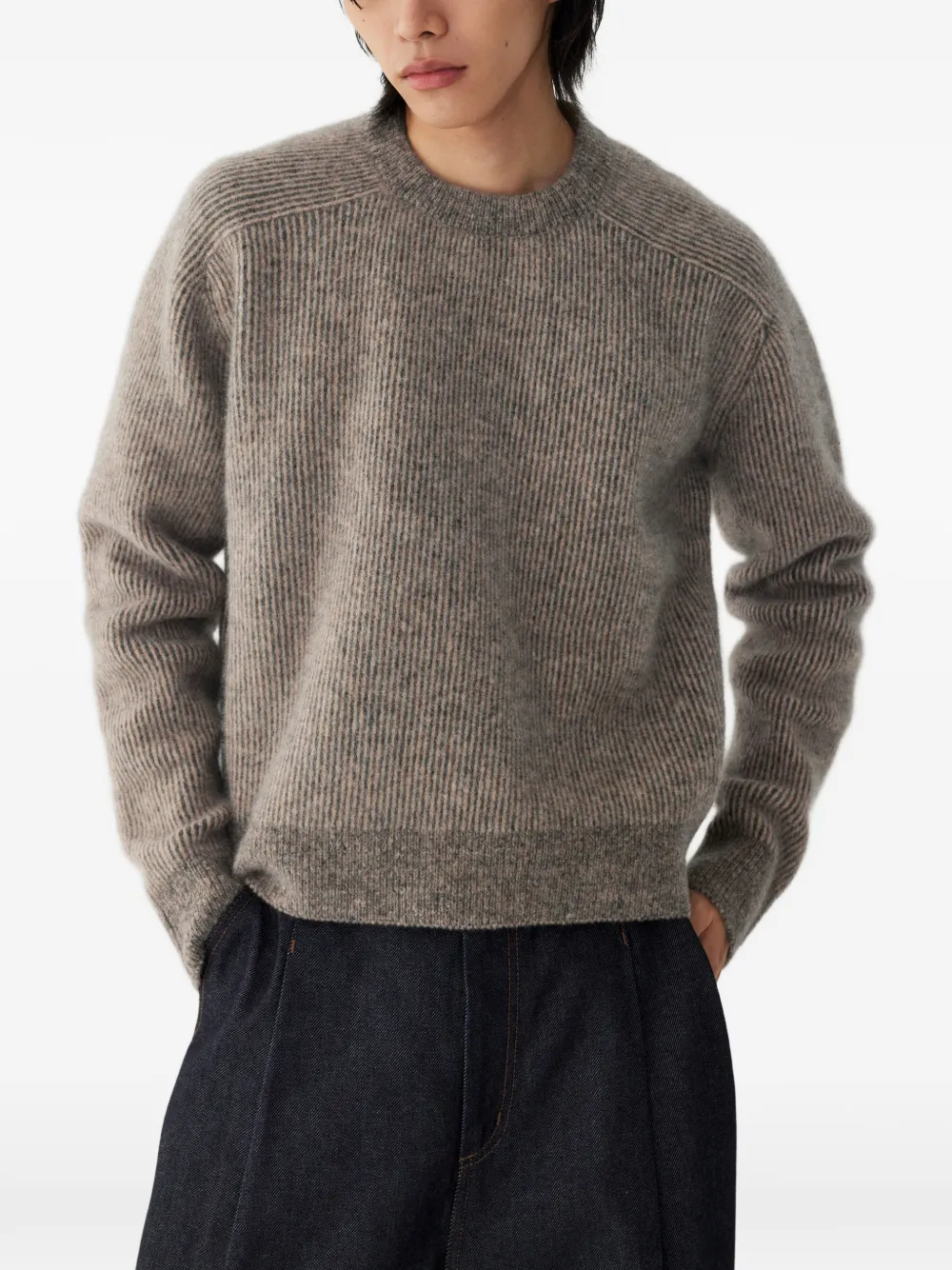 TOMBOY Gestreepte trui met ronde hals Beige