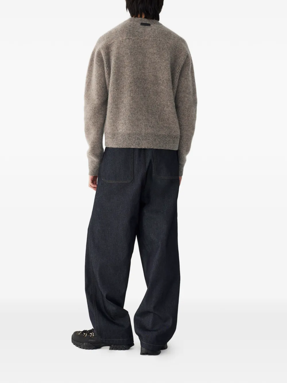 STUDIO TOMBOY round neck striped knit sweater - Beige