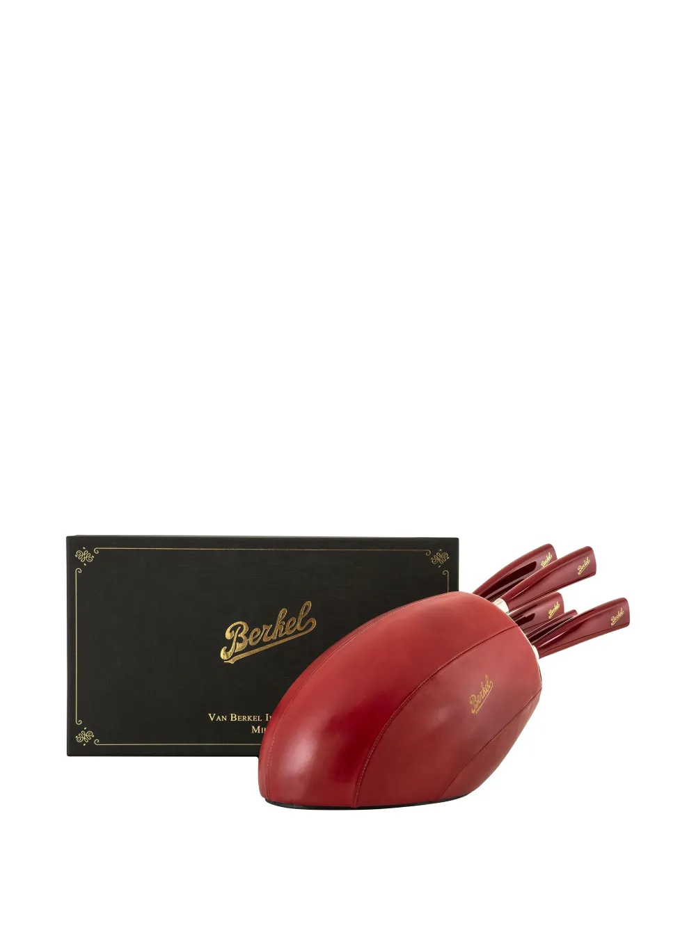 Berkel Wooden-block Knives (set At Five) In Red