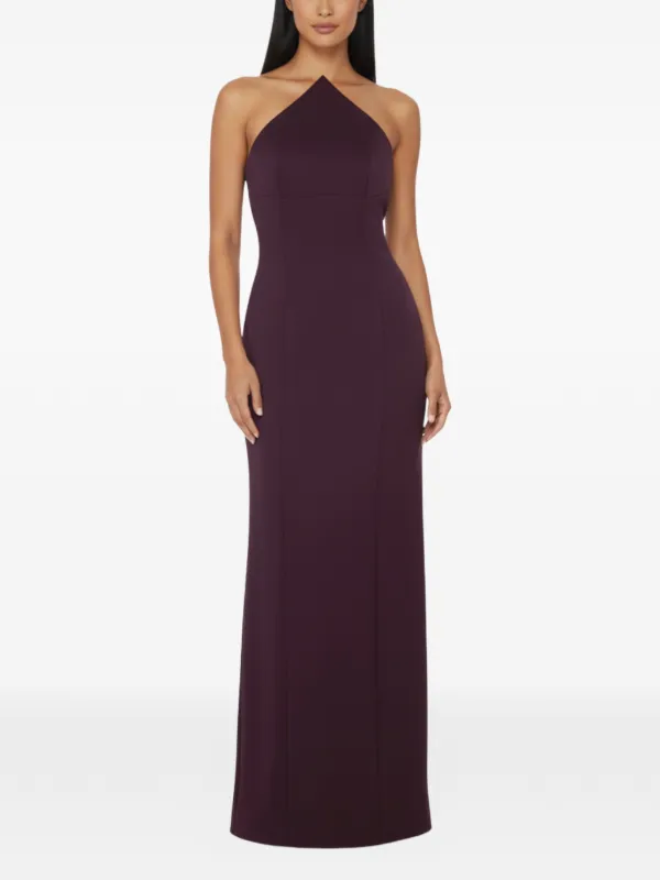 solace purple dress Sabina off-the-shoulder stretch-crepe maxi dress - purple