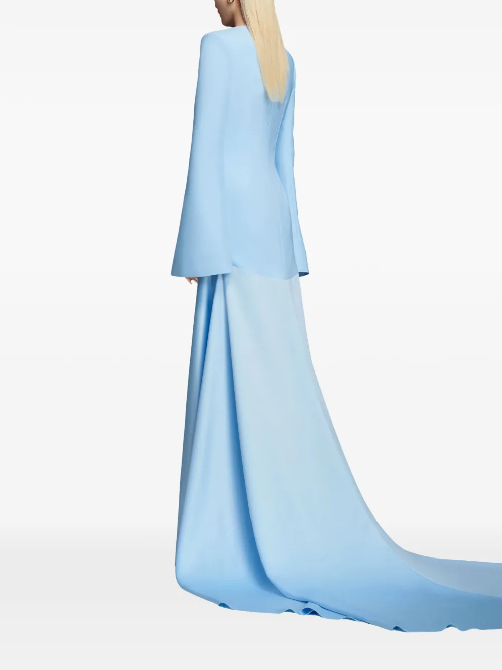 Solace London Claudine maxi-jurk met flared mouwen Blauw