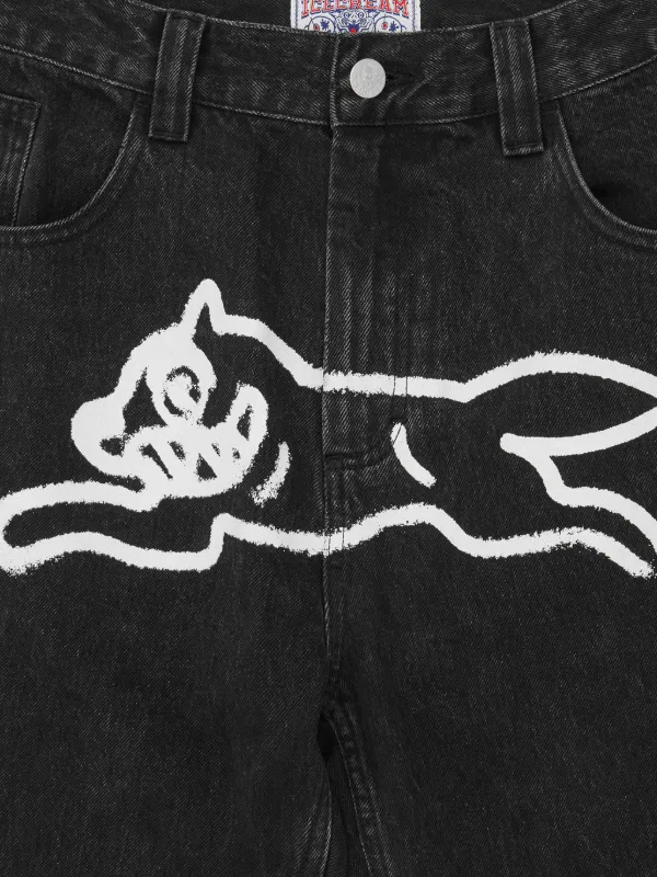 海外限定☆Icecream dog プリント デニムジーンズ ウォッシュ加工 ICECREAM Calça Jeans Running Dog Com Estampa | Preto | FARFETCH BR