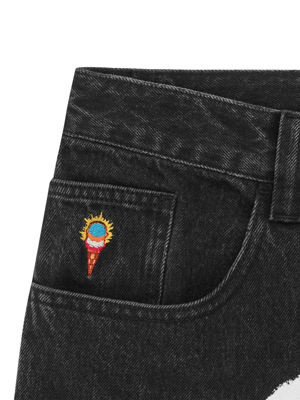 Icecream Running Dog Graphic-printed Jeans In Black