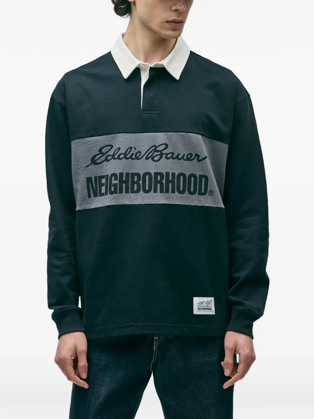 Neighborhood x Eddie Bauer poloshirt met logoprint Blauw
