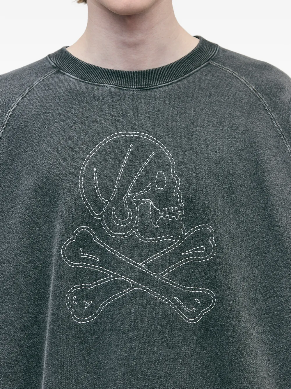 Neighborhood Sweater met geborduurde doodskop Grijs