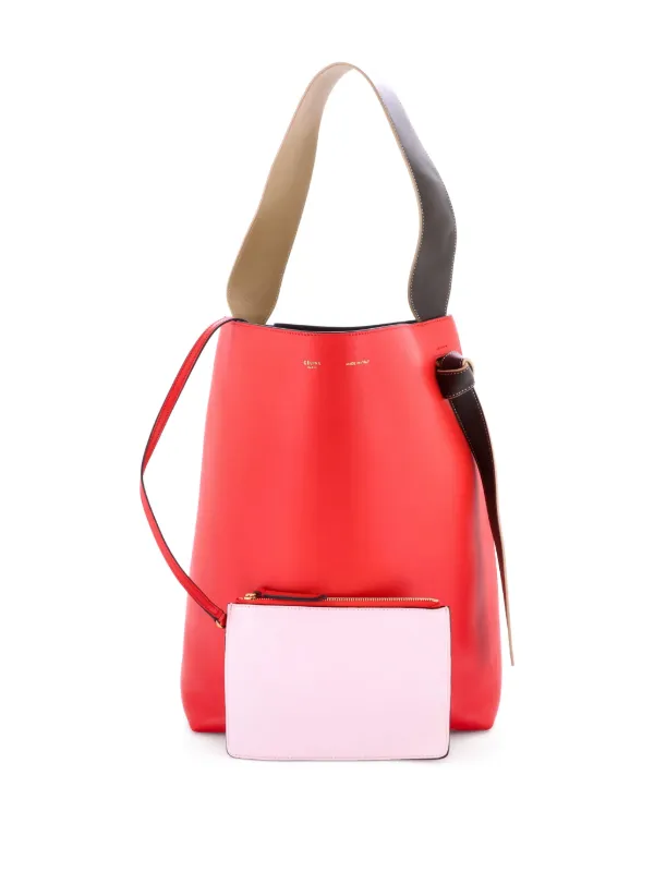 CÉLINE 赤✖️ベージュ トートバッグ Celine Pre-Owned ツイスト カバ トート カーフスキン スモール