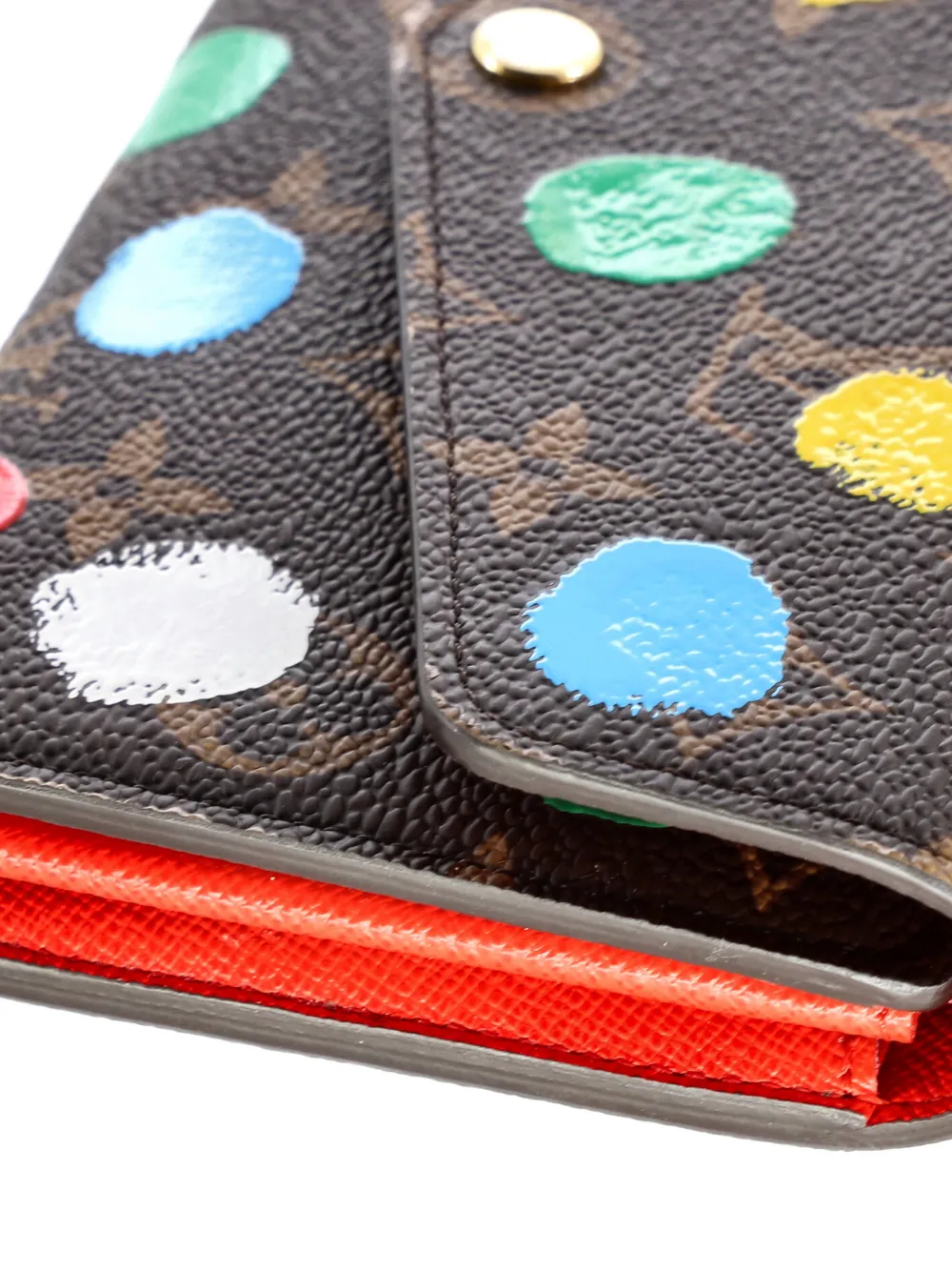 Pre-owned Louis Vuitton Sarah Wallet Nm Yayoi Kusama Painted Dots Monogram Canvas Small Wallets In Brown