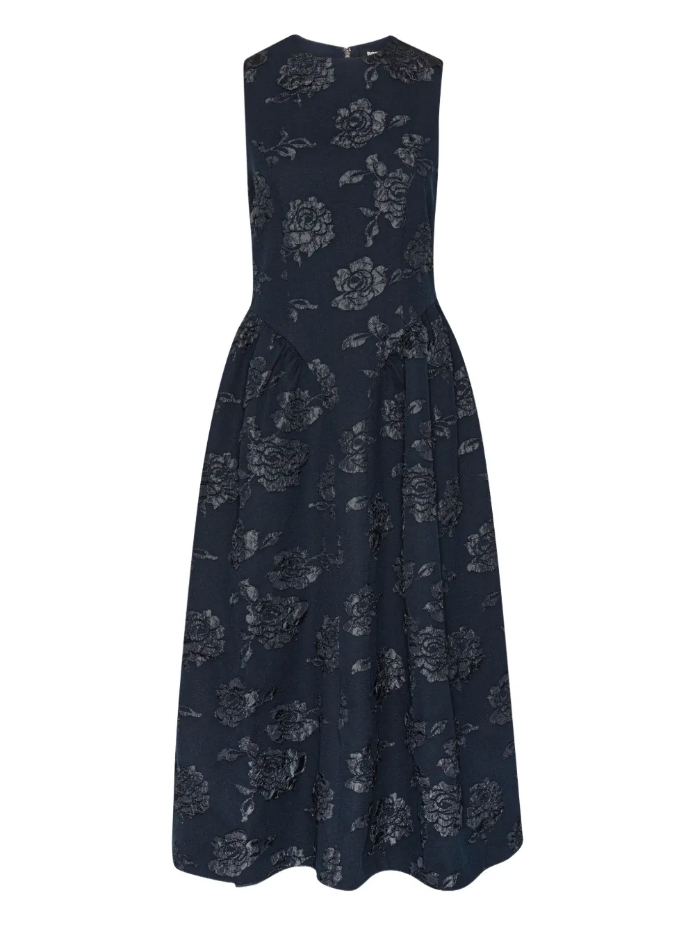 Rotate Birger Christensen Floral-jacquard Midi Dress In Black