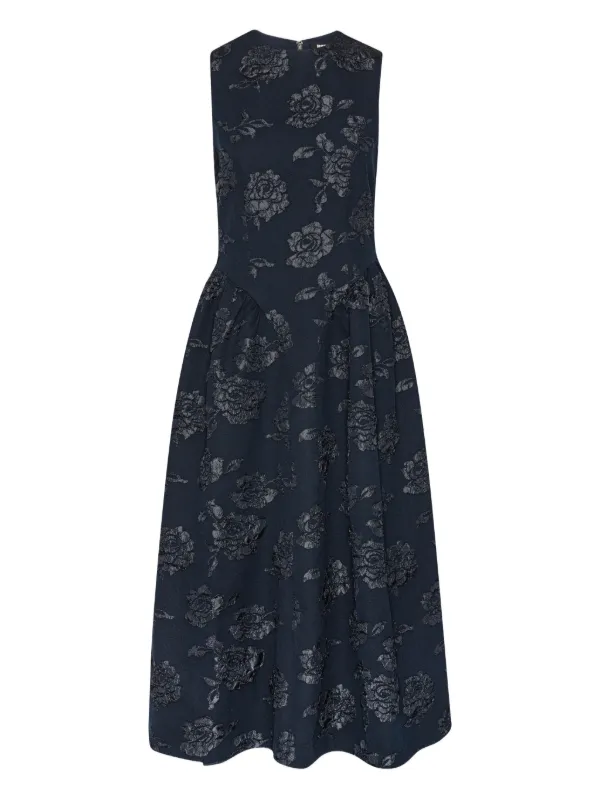 knee length dresses for ladies Black Floral Jacquard Midi Dress - All Dresses main image 1