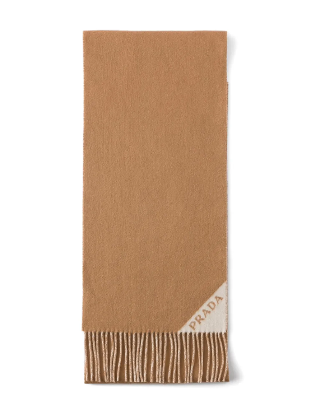 Prada Two-tone Fringed Edge Scarf Accessory In Brown