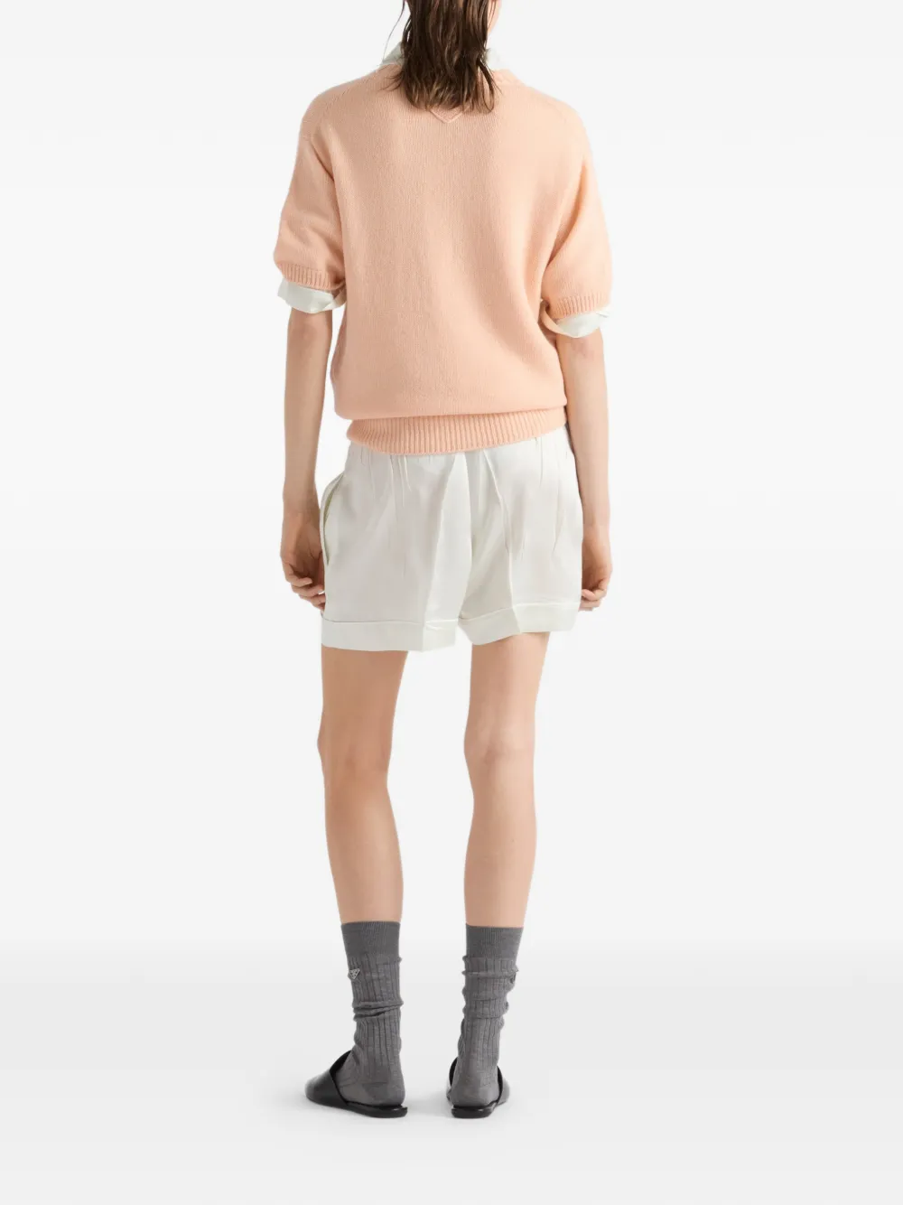  Prada Short-sleeve Crew-neck Sweater - Orange 