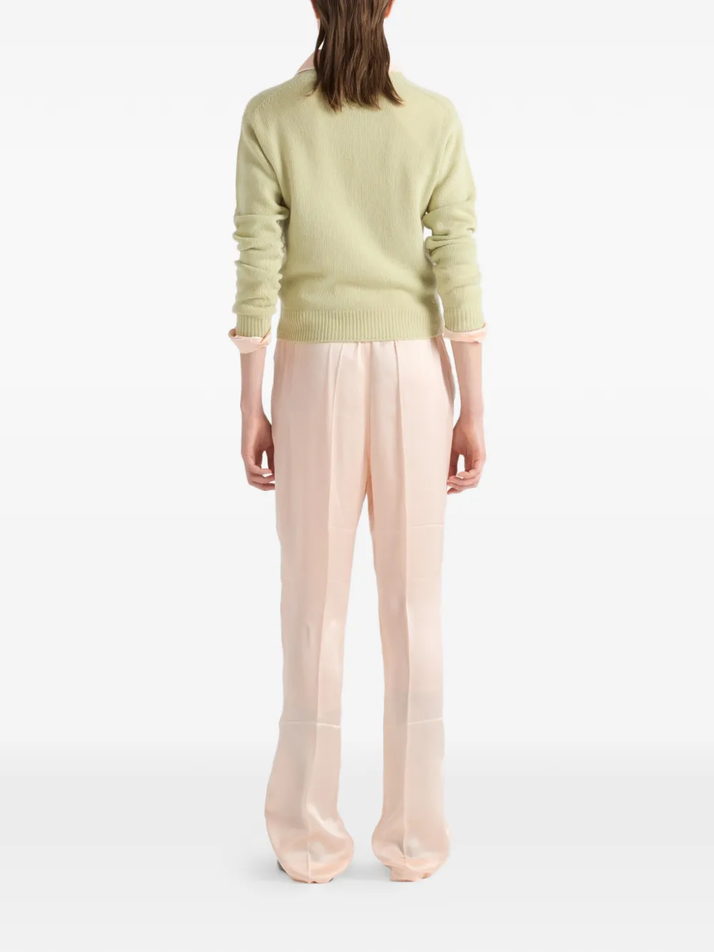  Prada V-neck Ribbed Sweater - Green 