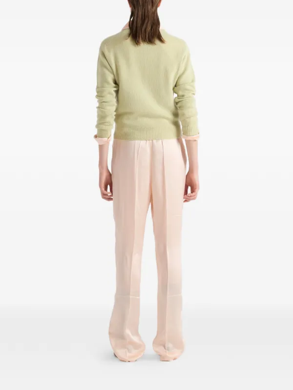 Prada V-neck Ribbed Sweater | Green | FARFETCH