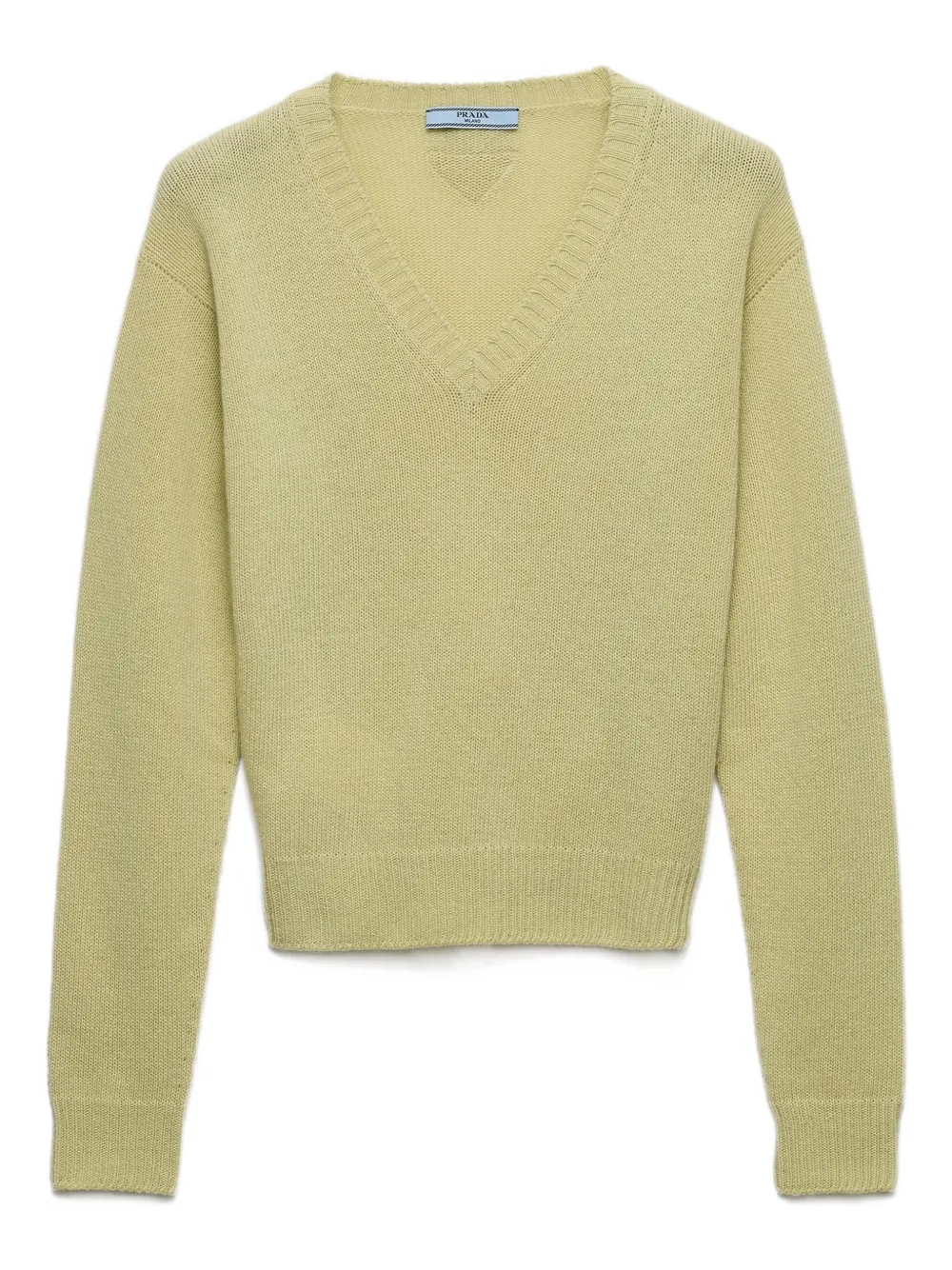 Prada V-neck Ribbed Sweater In Green