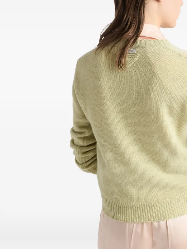 Prada V-neck Ribbed Sweater | Green | FARFETCH