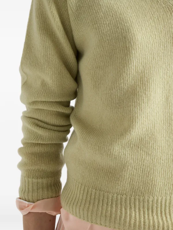 Prada V-neck Ribbed Sweater | Green | FARFETCH