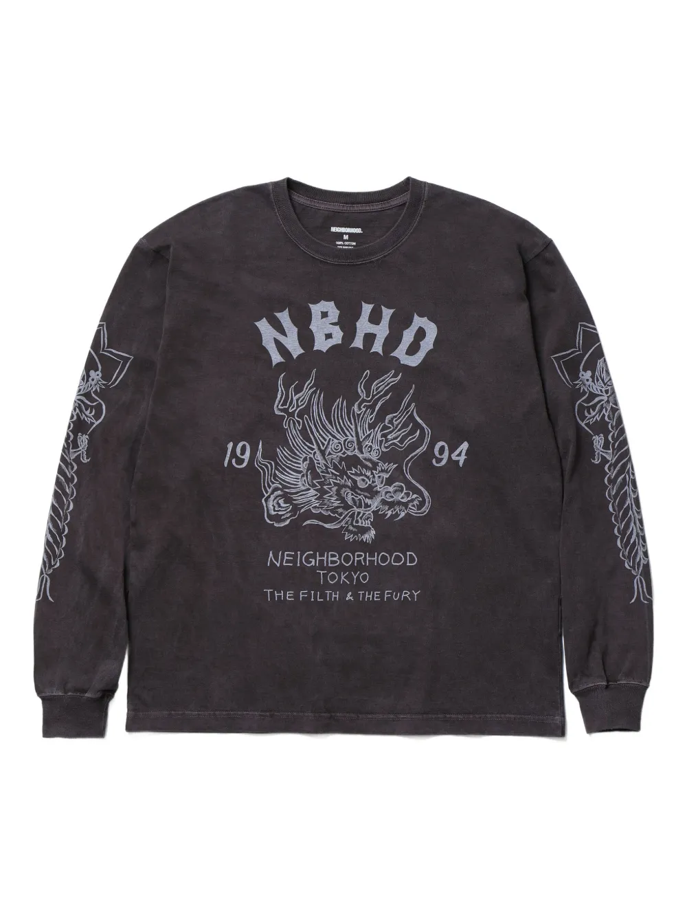 Neighborhood Langarmshirt mit Drachen-Print | Grau | Image 1
