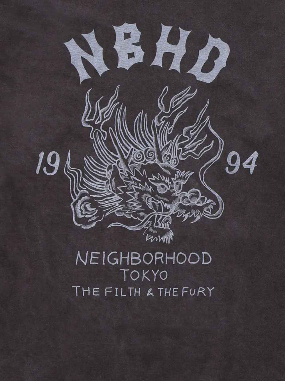 Neighborhood T-shirt met lange mouwen en drakenprint - Grijs