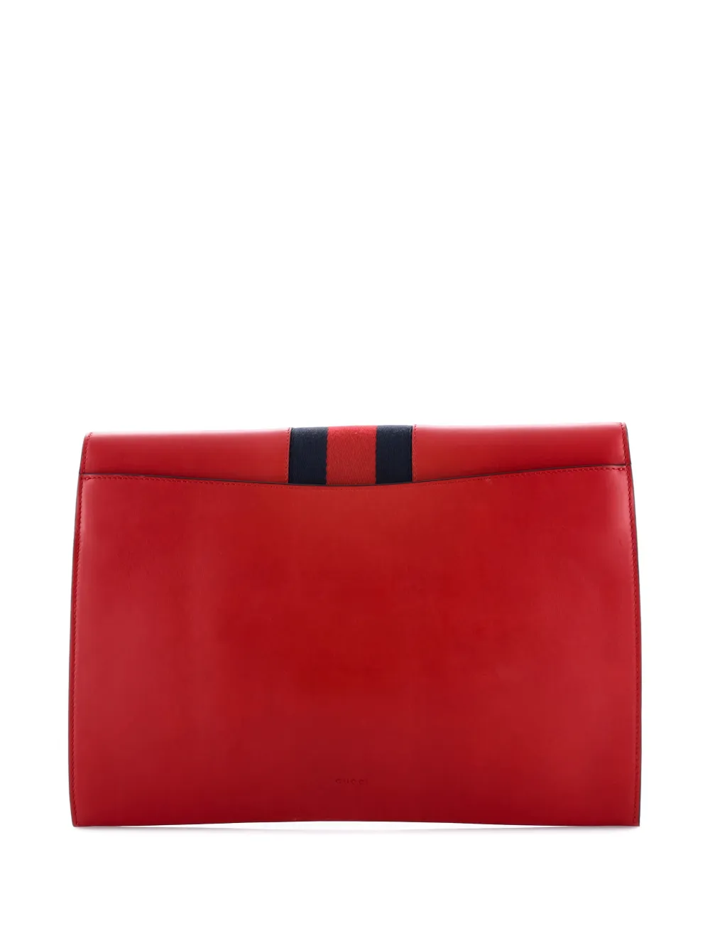 Pre-owned Gucci Sylvie Leather Maxi Clutch Bag In Red