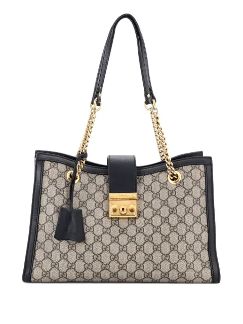 Gucci Pre-Owned Padlock Chain GG Coated Canvas with Leather Medium tote bag