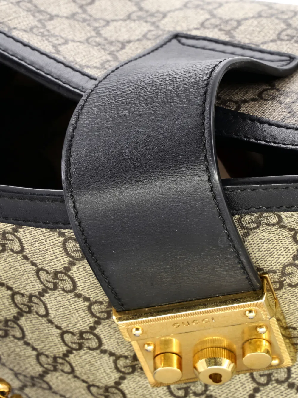 Padlock Chain Gg Coated Canvas With Leather Medium Tote Bag
