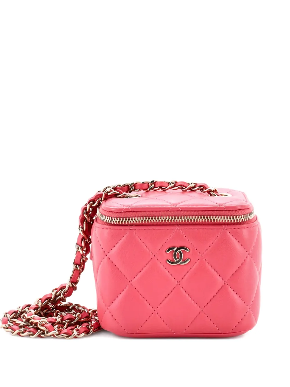 CHANEL Pre-Owned Classic Vanity Case with Chain Quilted Lambskin Mini crossbody bag - Rosa