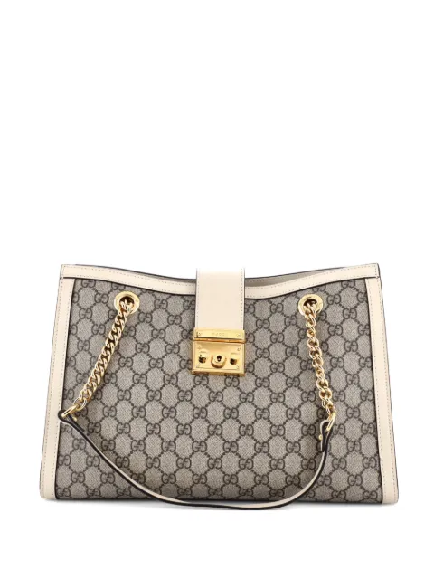 Gucci Pre-Owned Padlock Chain GG Coated Canvas with Leather Medium tote bag
