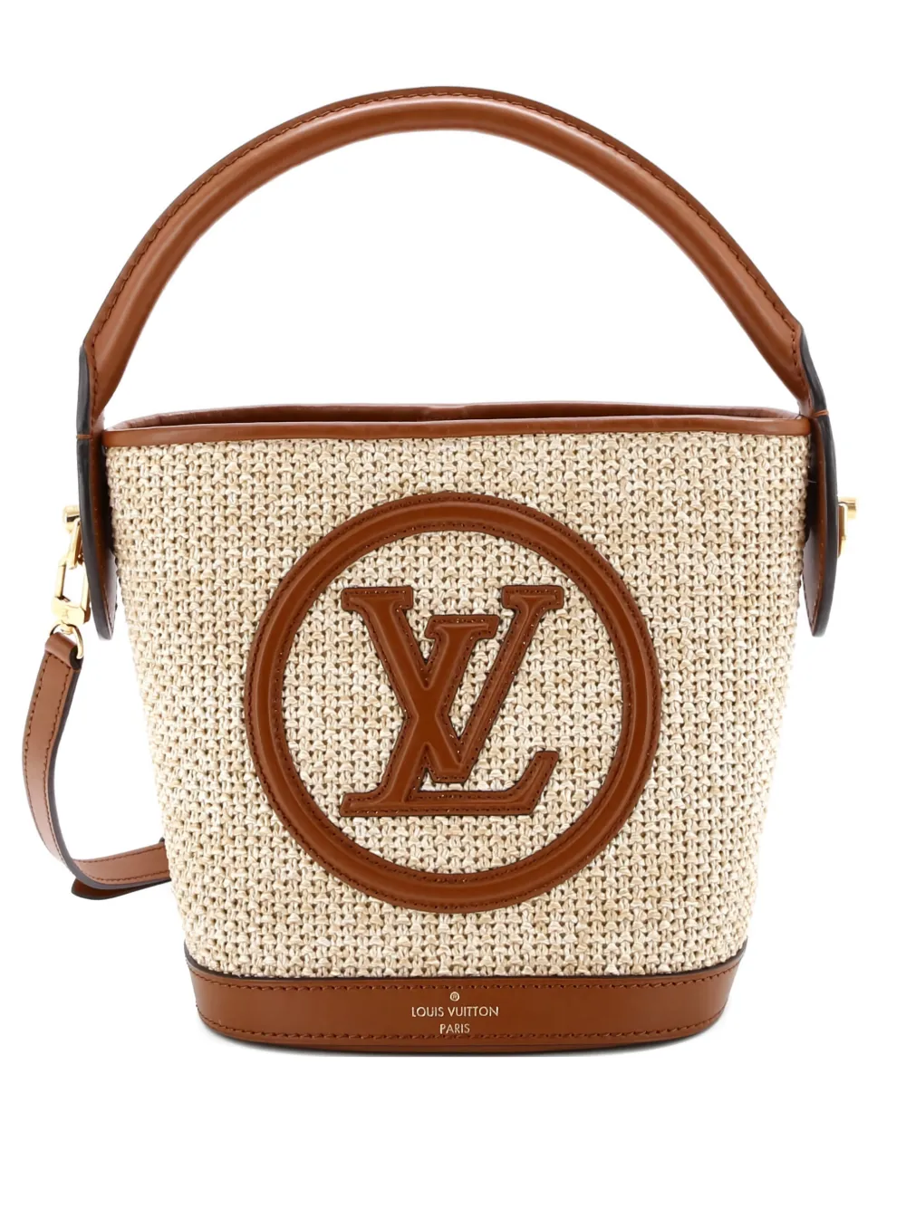 Louis Vuitton Pre-Owned Petit NM Bag Raffia with Leather bucket bag - Marrone