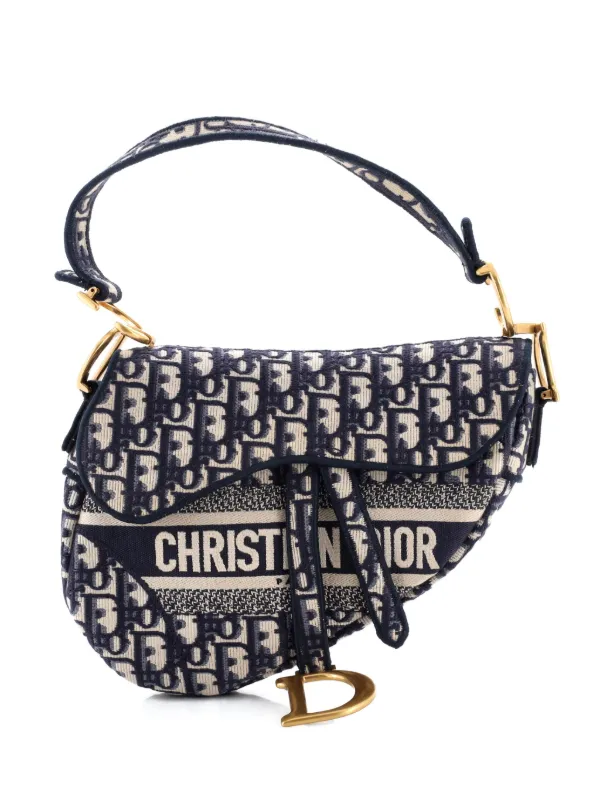 Christian Dior Pre-Owned Saddle Handbag Logo Embroidered Oblique