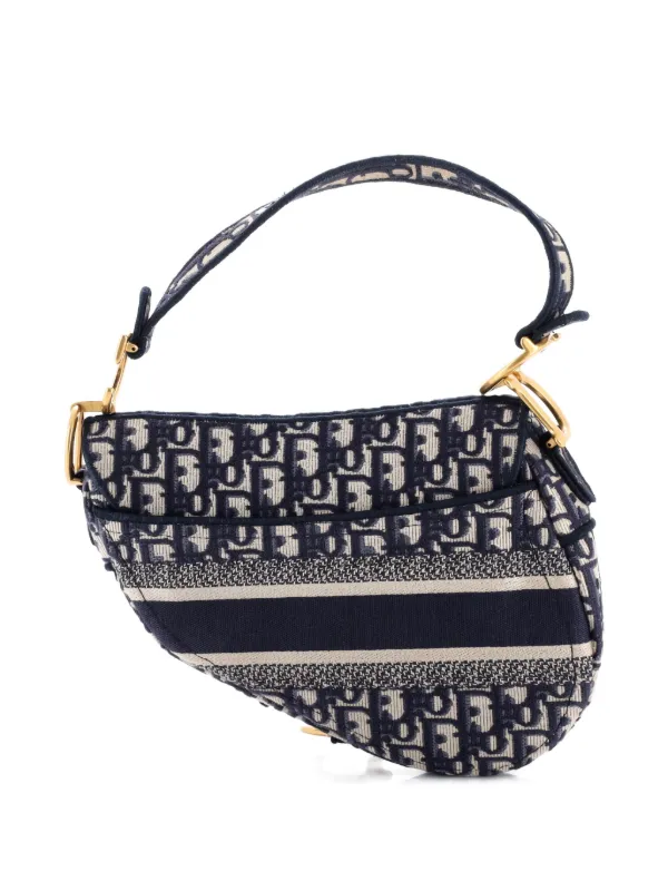 Christian Dior Pre-Owned Saddle Handbag Logo Embroidered Oblique