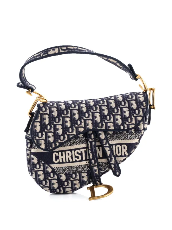 Christian Dior Pre-Owned Saddle Handbag Logo Embroidered Oblique
