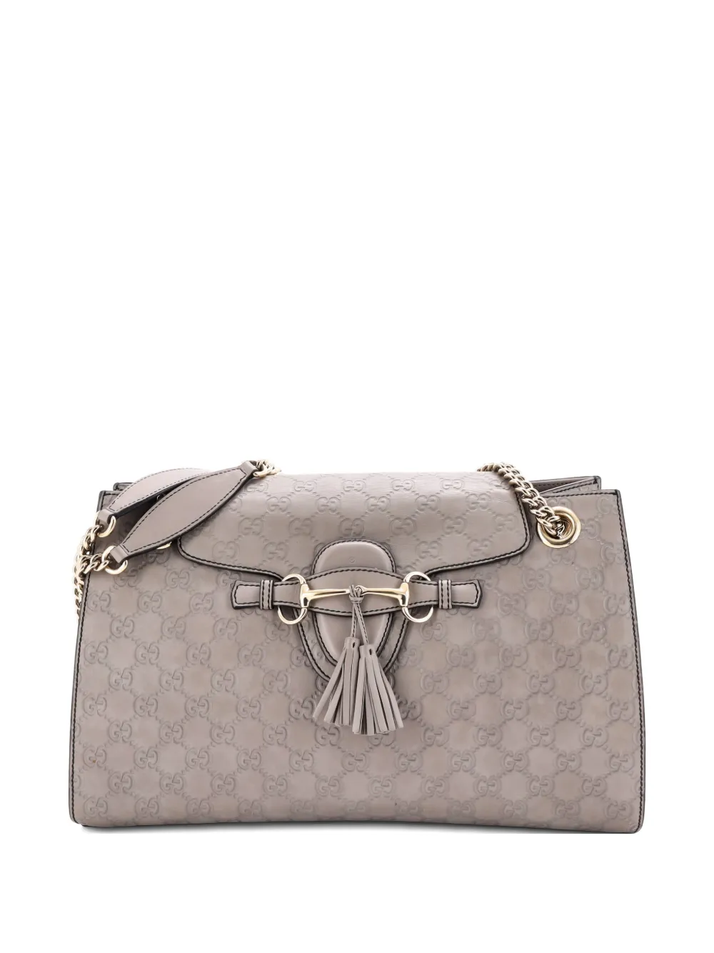 Gucci Pre-Owned Emily Chain Flap Guccissima Leather Large shoulder bag - Grigio